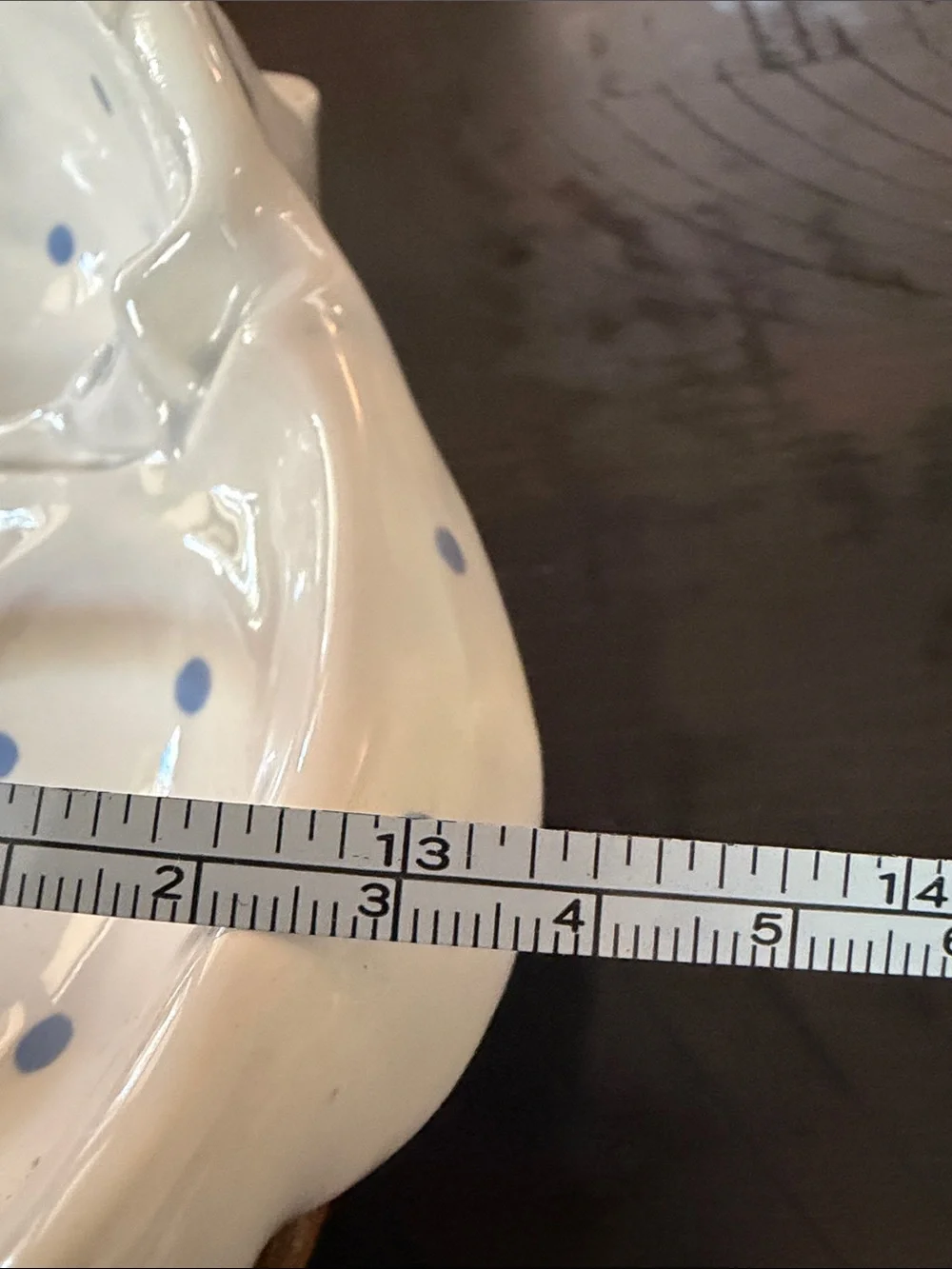Vintage Ceramic Egg Tray with Blue Polka Dots and Basket motif
